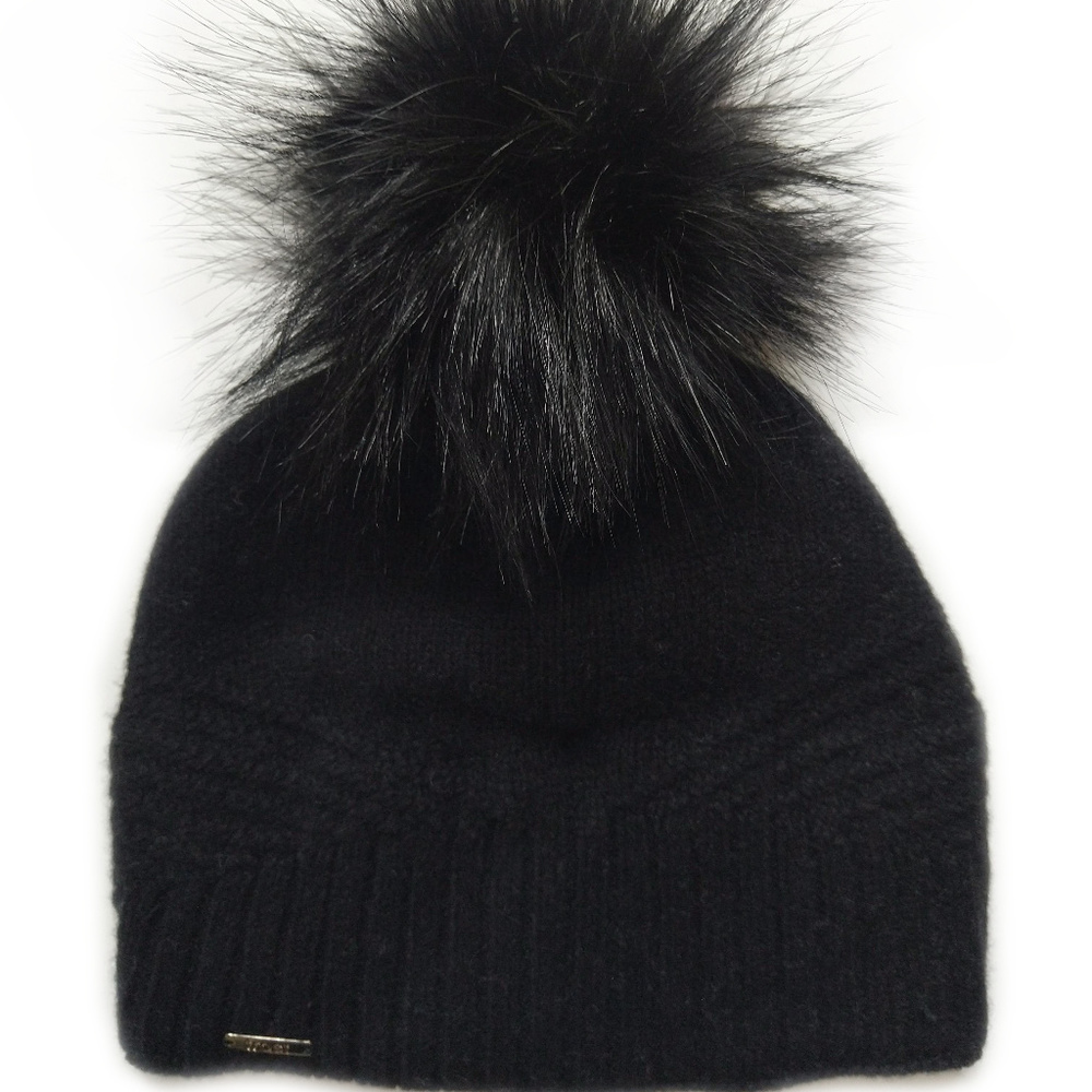 Frost Hats Cashmere Faux Raccoon Pom Beanie